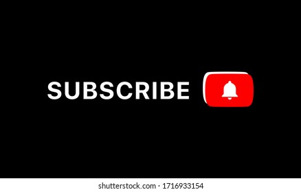 Youtube Subscribe Title. Youtube Lower Third. Youtube Bell Icon. Vector Illustration On Black Background