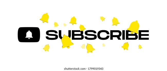 Youtube Subscribe Title Urban Style With Flying Bells. Social Media Vector Illustration On White Background