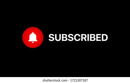 Youtube Subscribed Button. Youtube Lower Third. Youtube Bell Icon. Vector Illustration On Black Background