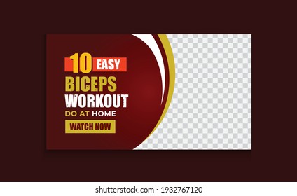 youtube thumbnail for gym and Fitness, exercise idea and workout web banner template Premium Vector design