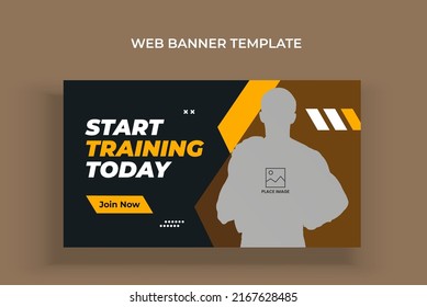 Youtube thumbnail and web banner template for gym fitness workout