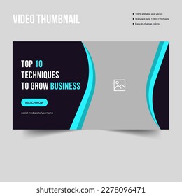 Youtube video content tumbnail template, business tips and trick tutorials video cover design, vector eps 10 file format