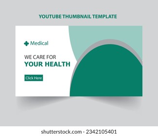 YouTube video cover thumbnail for medical, health care, clinic, pharmacy, doctor, dentist. medical health care service video cover template.  