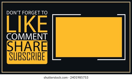 Youtube video end screen. like follow subscribe endscreen video channel Social media design.
