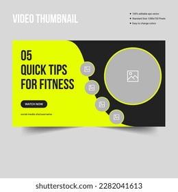 Youtube video thumbnail banner template design for body fitness tips and tricks, editable vector eps 10 file format