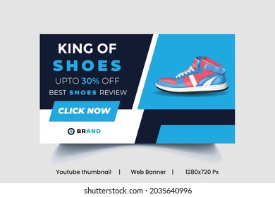 Youtube Video Thumbnail Digital Business Web Banner Template. Sport Fashion Shoes Brand Product Social Media Banner Post Template

