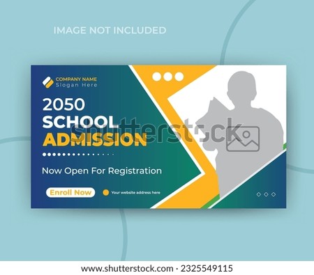 YouTube video thumbnail school learing courses web banner template. admission tips, fully editable layout cover design
