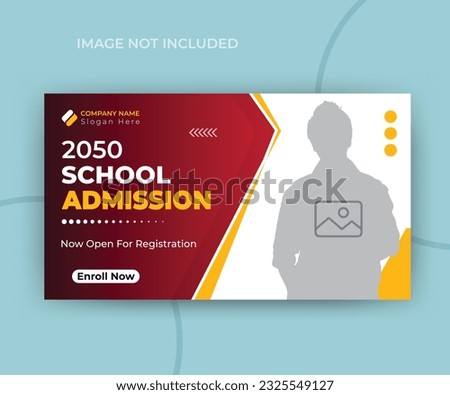 YouTube video thumbnail school learing courses web banner template. admission tips, fully editable layout cover design