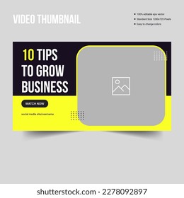 YouTube video thumbnail template design for business tips, cotent creator cover banner template, vector eps 10 file format