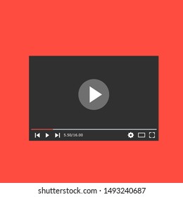 YouTube Web Video Player. Modern Design. Vector Illustration