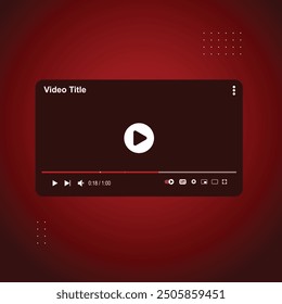 Youtuve video player mockup. web video frame template. channel video screen mockup. vector illustration