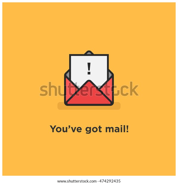 Youve Got Mail Envelope Line Icon Stock Vector Royalty Free