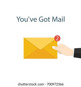 You've Got Mail,hand Hold Mail Notifications Vector