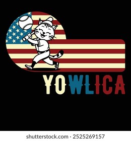 Yowlica Baseball Bobcat American Flag Camiseta divertida