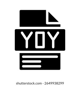 Yoy Glyph Icon. File Document icon is an abbreviation for Comparison of data from year to year.