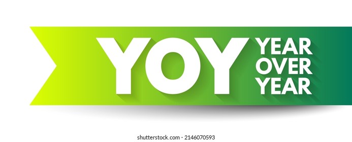 YOY - Year Over Year is a method of evaluating two or more measured events to compare the results, acronym text concept background