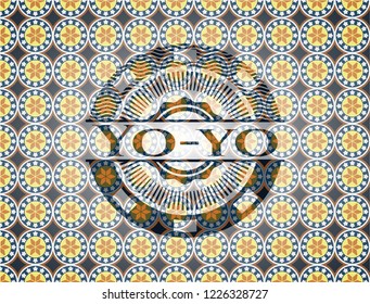 Yo-yo arabic badge. Arabesque decoration.