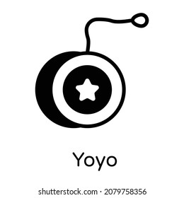 A yoyo ball game icon in solid design