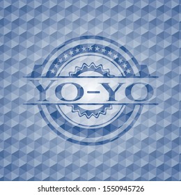 Yo-yo blue emblem with geometric background. Vector Illustration. Detailed.