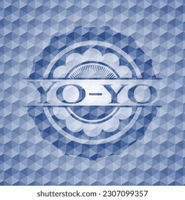 Yo-yo-blaues Polygonal-Emblem. Vektorgrafik. Detaillierte Angaben. 