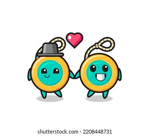 yoyo cartoon character couple with fall in love gesture , cute design