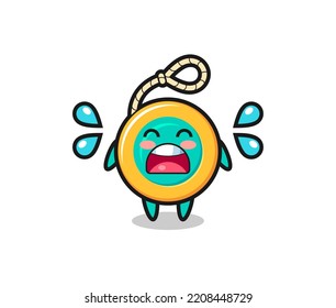 yoyo cartoon illustration with crying gesture , cute design