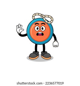 yoyo cartoon illustration doing stop hand , character design