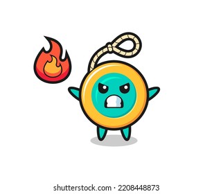 yoyo character cartoon with angry gesture , cute design