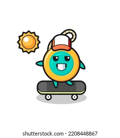 yoyo character illustration ride a skateboard , cute design