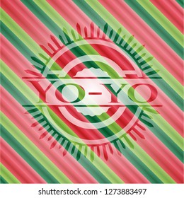 Yo-yo christmas colors style badge.