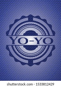 Yo-yo emblem with jean high quality background. Vector Illustration. Detailed.