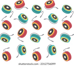 Yo-Yo game Pattern background. Flat Vector illustration. National Yo-Yo Day