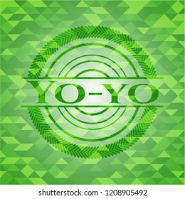 Yo-yo green emblem with mosaic ecological style background