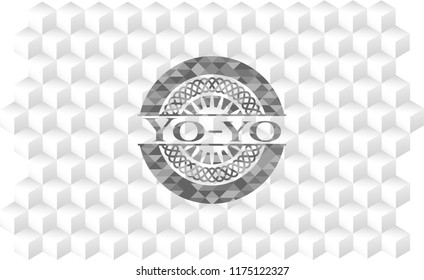 Yo-yo grey emblem with cube white background