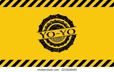 Yo-yo inside warning sign, black grunge emblem. Vector Illustration. Detailed. 