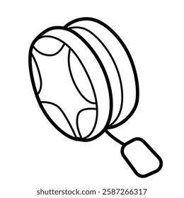 Yoyo line art icon vector illustration, yoyo clip art, yo-yo kids toy clipart image, black and white, isolated on white background