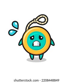 yoyo mascot character with afraid gesture , cute design