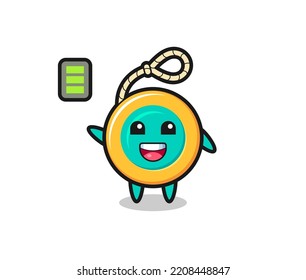 yoyo mascot character with energetic gesture , cute design