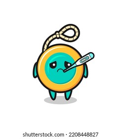 yoyo mascot character with fever condition , cute design