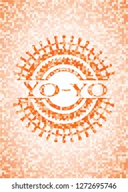 Yo-yo orange mosaic emblem with background