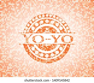 Yo-yo orange mosaic emblem with background