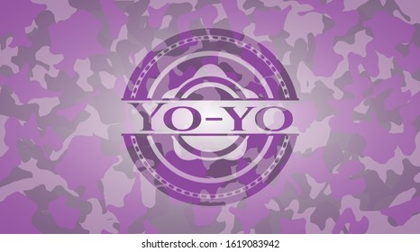 Yo-yo pink and purple on camouflage pattern. Vector Illustration. Detailed.