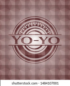 Yo-yo red emblem with geometric pattern. Seamless.