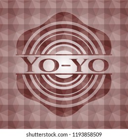 Yo-yo red seamless badge with geometric background.