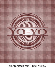 Yo-yo red seamless emblem with geometric pattern.