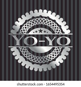 Yo-yo silver badge or emblem. Vector Illustration. Mosaic.