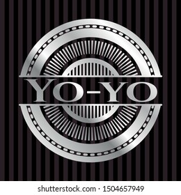 Yo-yo silver emblem or badge. Vector Illustration. Mosaic.