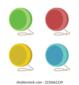 Ilustración vectorial Yo-yo color emoji conjunto color verde rojo azul