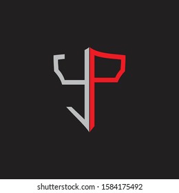 YP Abstract logo monogram with shield elements isolated on black background