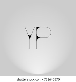 YP Black thin minimalist LOGO Design with Highlight on Gray background.